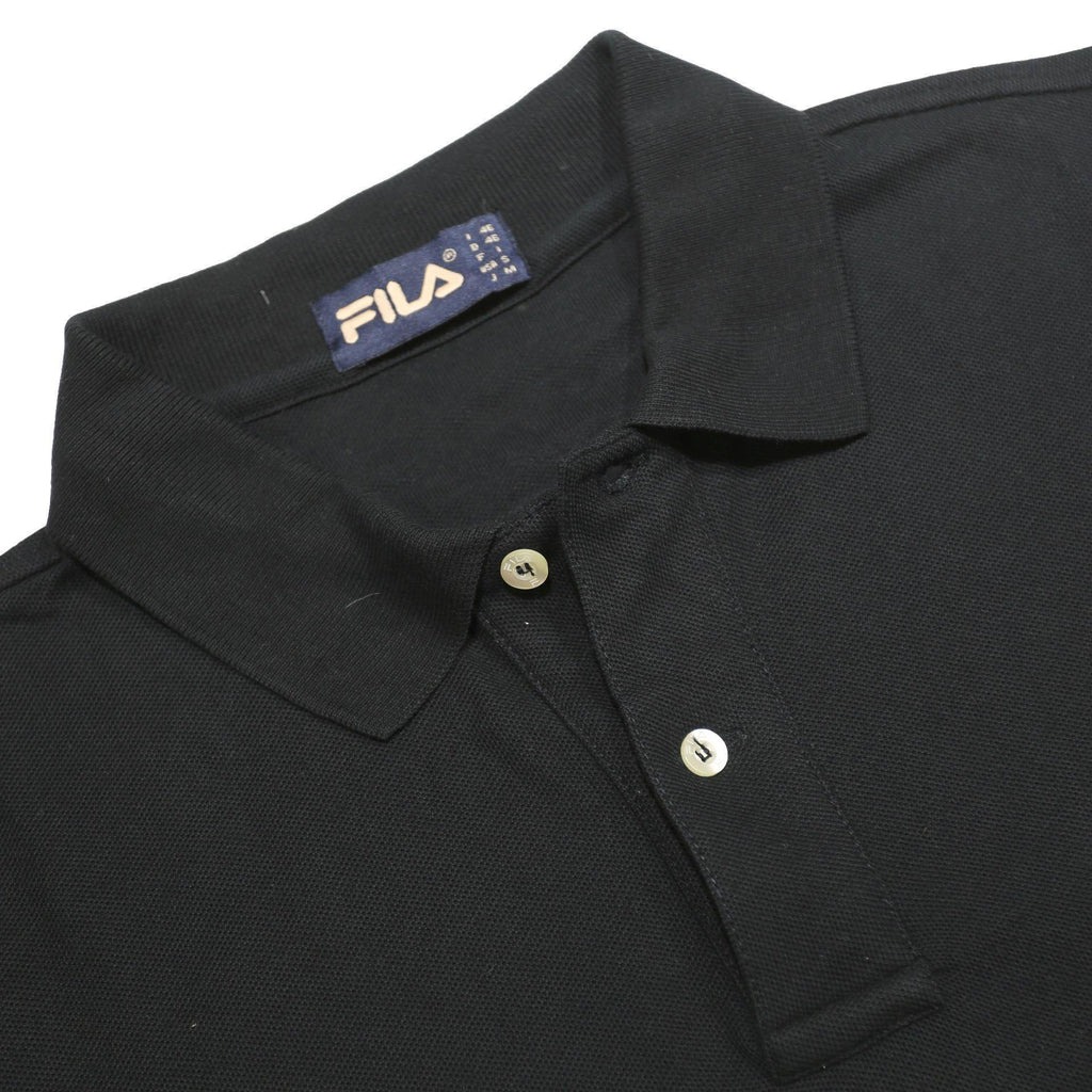 FILA Mens Black Short Sleeve Plain S Polo Shirt Cotton Classic