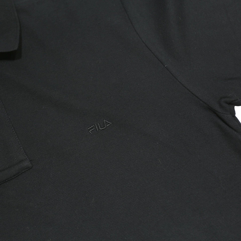 FILA Mens Black Short Sleeve Plain S Polo Shirt Cotton Classic