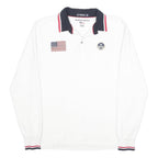 NORTH SAILS Mens White & Navy Long Sleeve Polo Shirt L Cotton Classic Casual