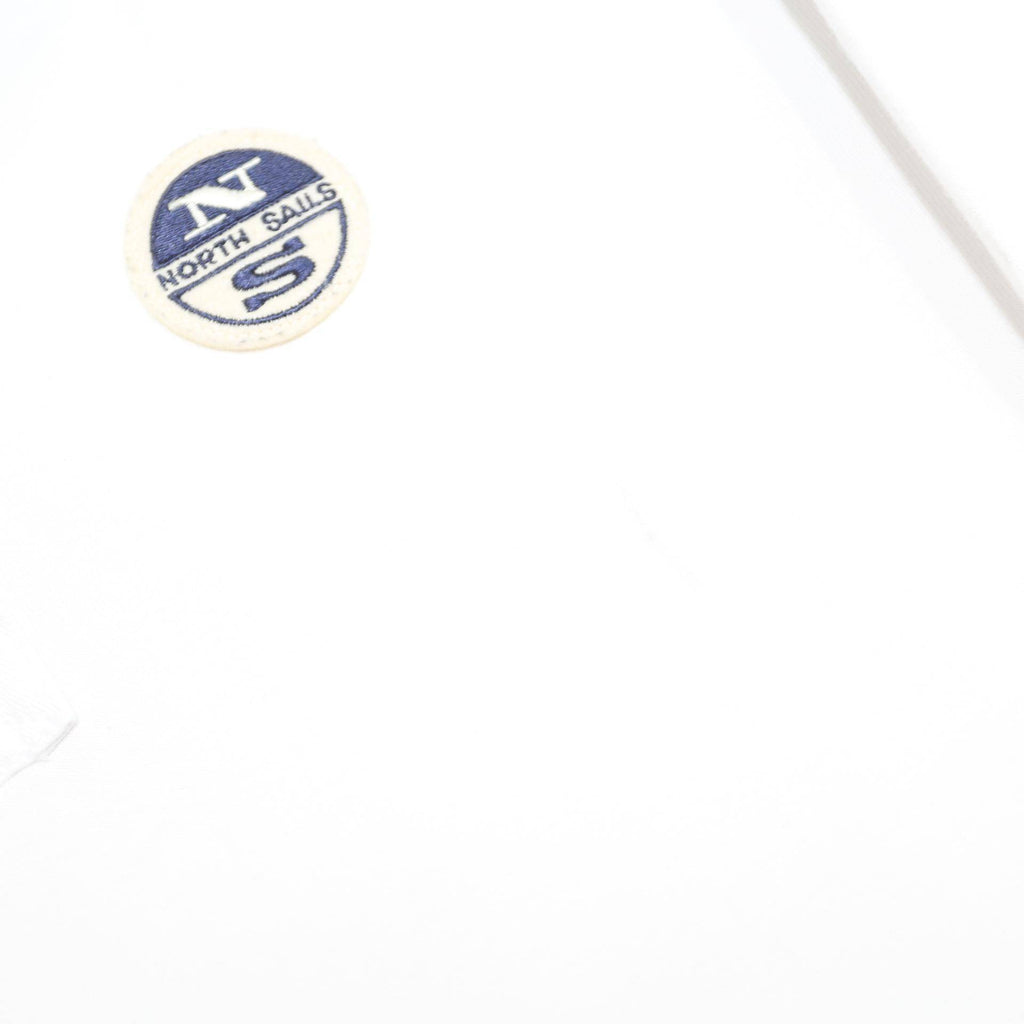 NORTH SAILS Mens White & Navy Long Sleeve Polo Shirt L Cotton Classic Casual