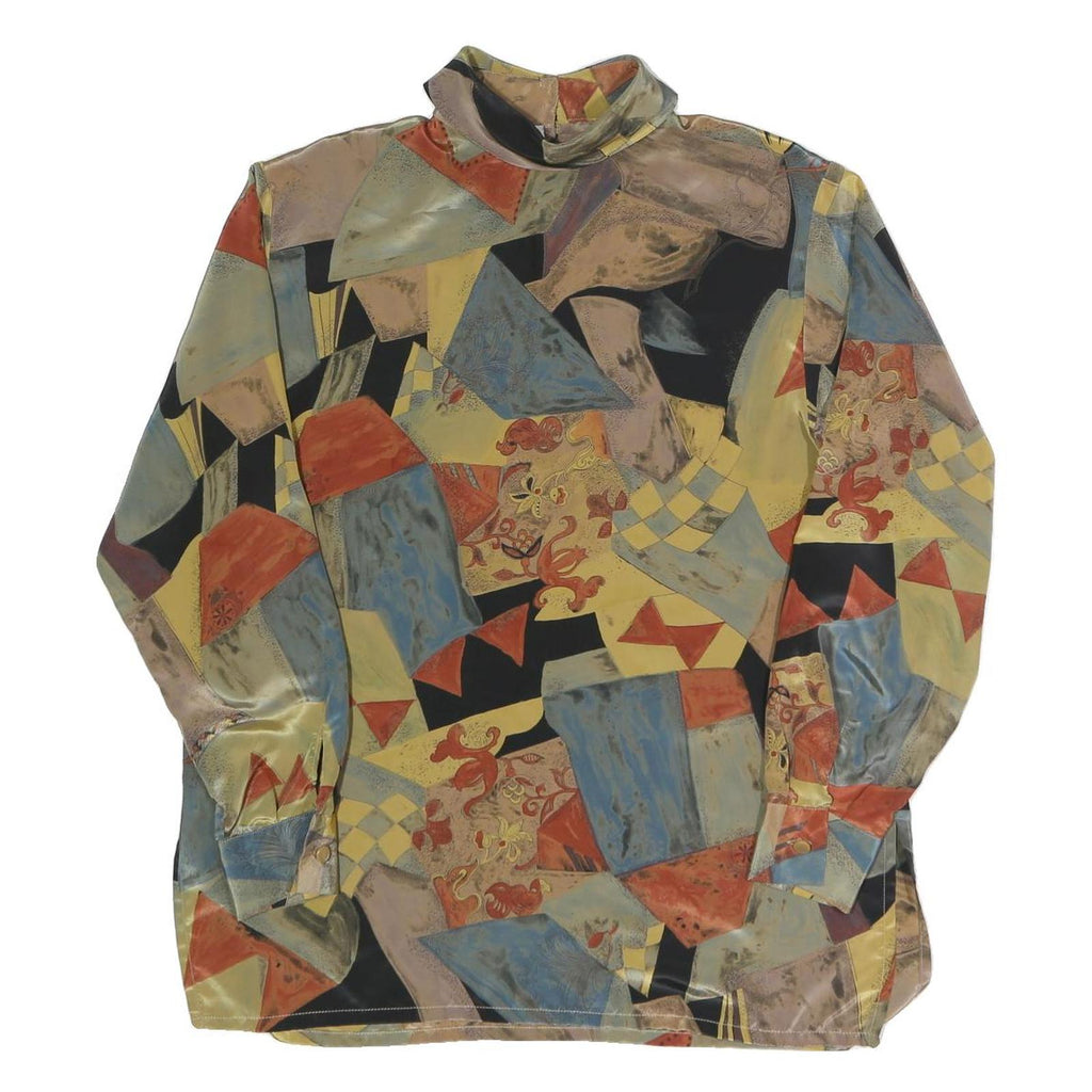 SIXTH SENCE Womens Multi Colour Printed Top Long Sleeve Roll Neck S Stylish