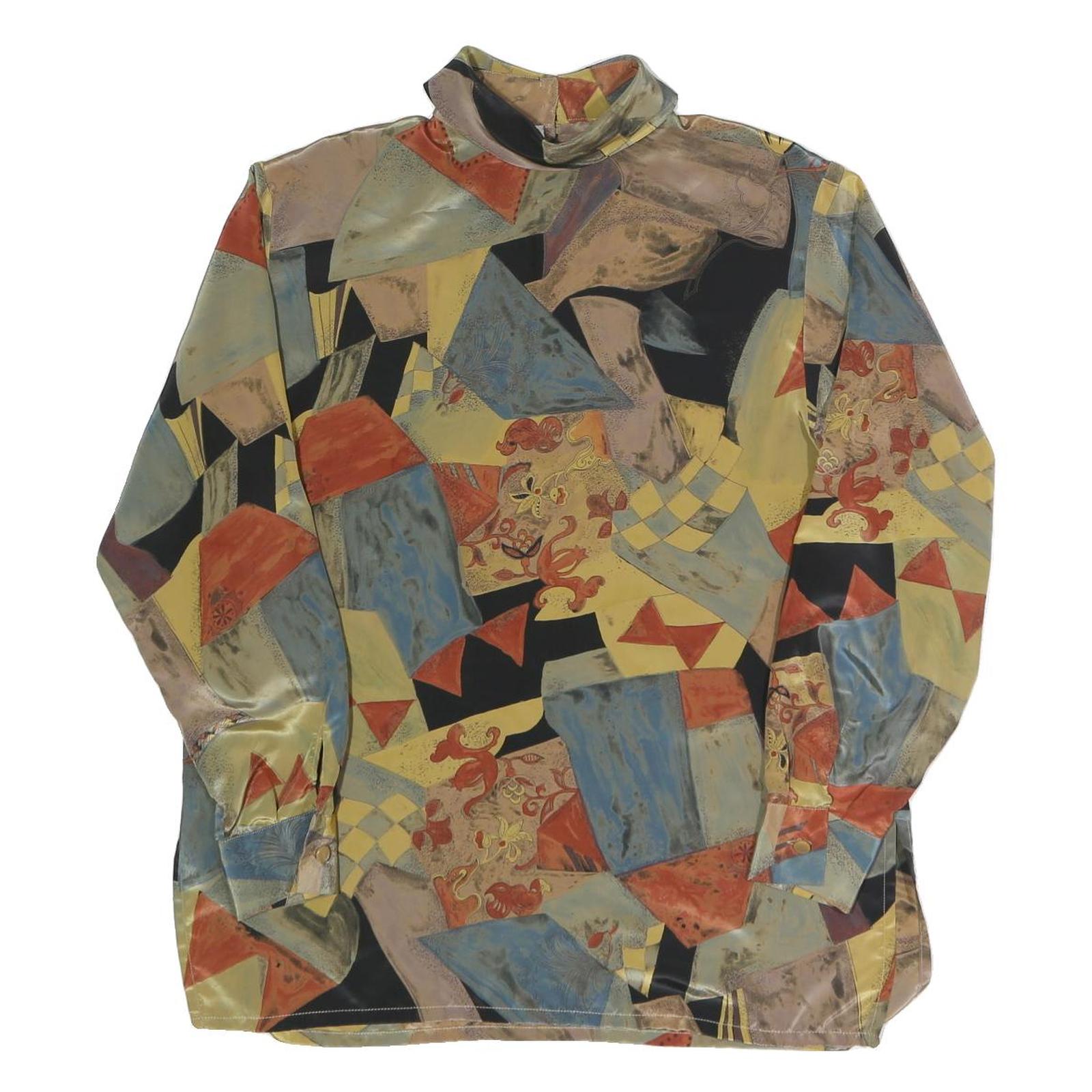 SIXTH SENCE Womens Multi Colour Printed Top Long Sleeve Roll Neck S Stylish