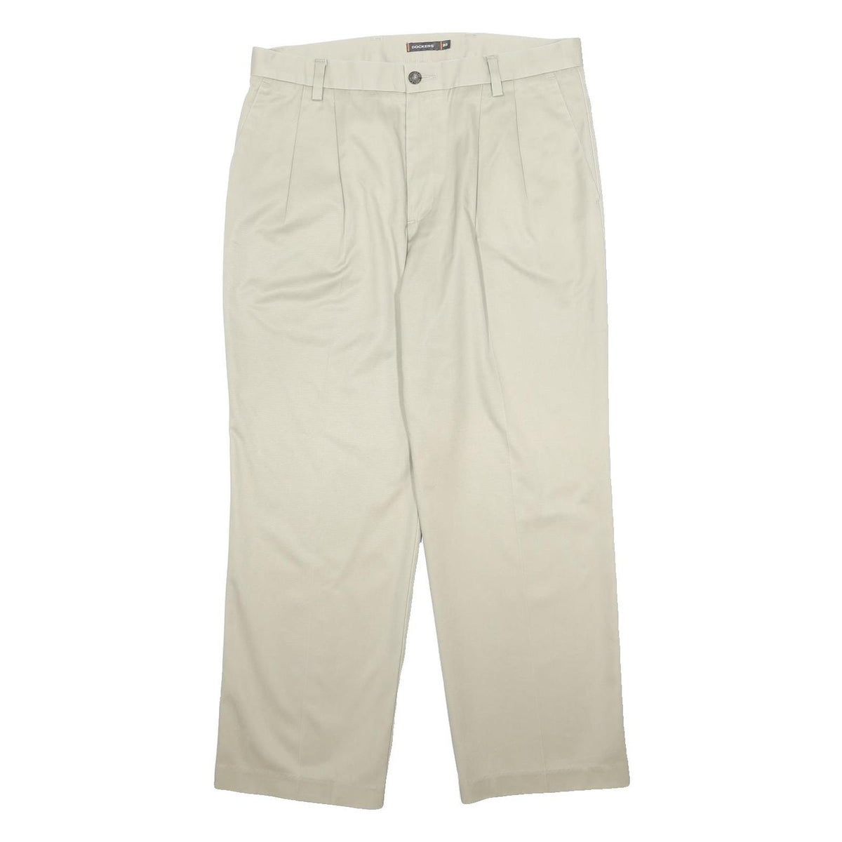 DOCKERS Mens Beige Regular Fit Plain Cotton Blend Trousers W34 L30