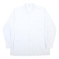 Mens White Cotton Blend Shirt L Plain Button Closure Long Sleeve Classic Fit