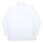 Mens White Cotton Blend Shirt L Plain Button Closure Long Sleeve Classic Fit