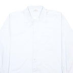 Mens White Cotton Blend Shirt L Plain Button Closure Long Sleeve Classic Fit