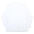 Mens White Cotton Blend Shirt L Plain Button Closure Long Sleeve Classic Fit