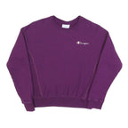 CHAMPION REVERSE WEAVE Womens Purple Crew Neck S Classic Logo Cotton Blend