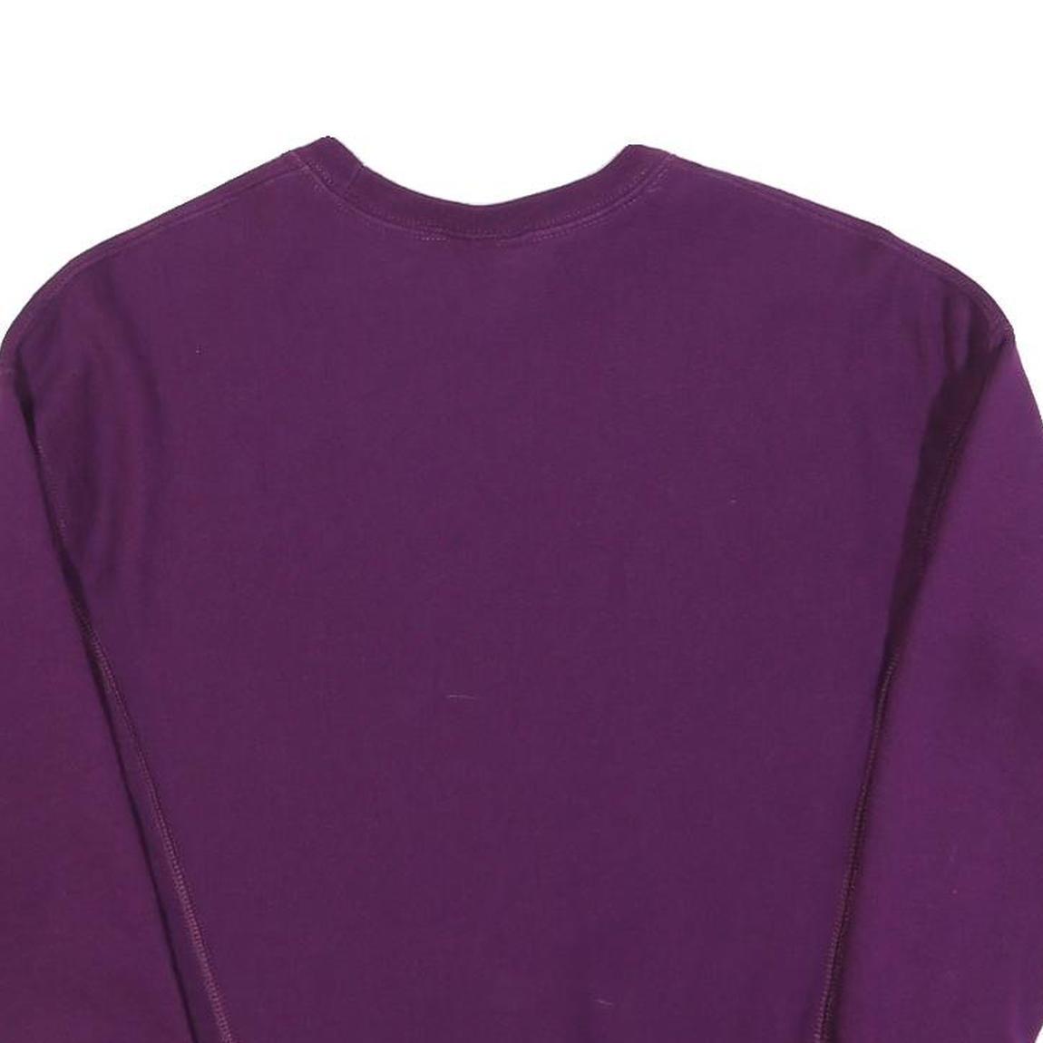 CHAMPION REVERSE WEAVE Womens Purple Crew Neck S Classic Logo Cotton Blend