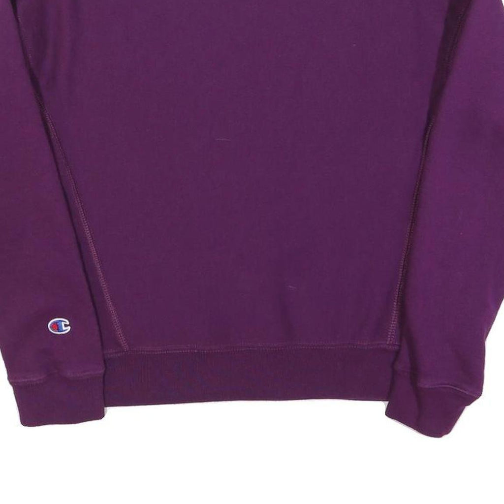 CHAMPION REVERSE WEAVE Womens Purple Crew Neck S Classic Logo Cotton Blend