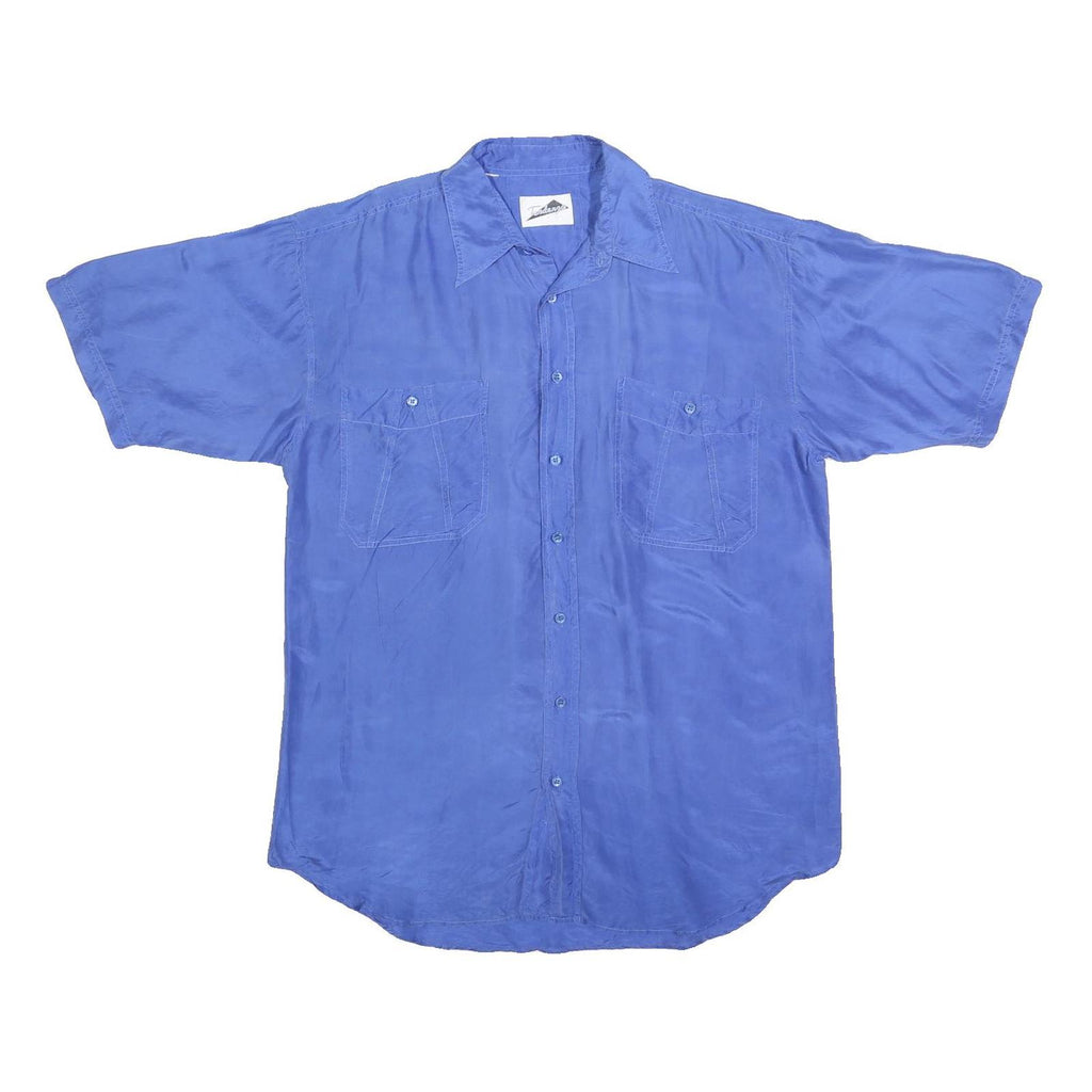 TENDENZA Mens Blue Short Sleeve Shirt L Casual Summer Button Pocket