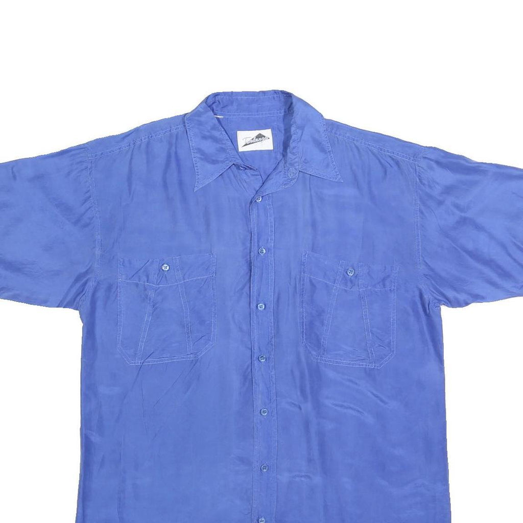 TENDENZA Mens Blue Short Sleeve Shirt L Casual Summer Button Pocket