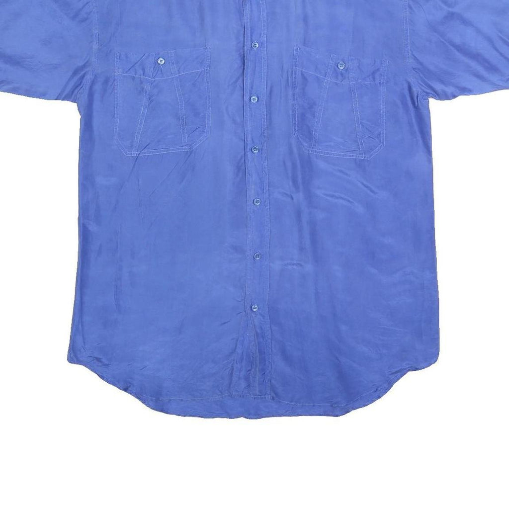 TENDENZA Mens Blue Short Sleeve Shirt L Casual Summer Button Pocket
