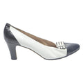 SALVATORE FERRAGAMO Womens Black & White Leather Mid Heel Court Shoes UK 8.5
