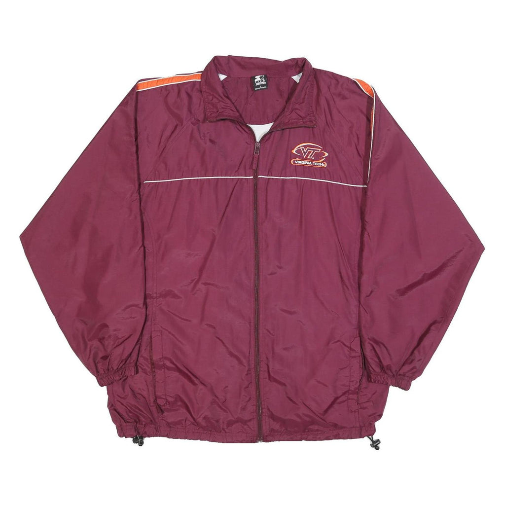 STARTER Mens Maroon & Orange Virginia Tech Zip Up Polyester Blend Jacket L