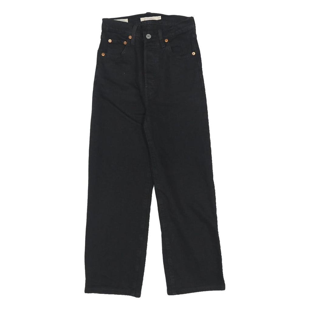 LEVI'S Big E Womens Jeans Black Relaxed Straight Denim Medium W23 L23 Classic