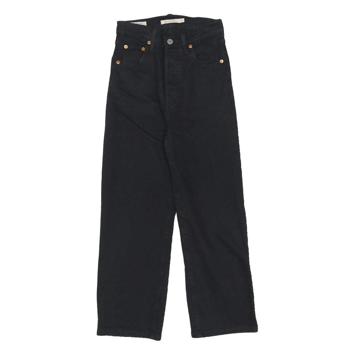 LEVI'S Big E Womens Jeans Black Relaxed Straight Denim Medium W23 L23 Classic