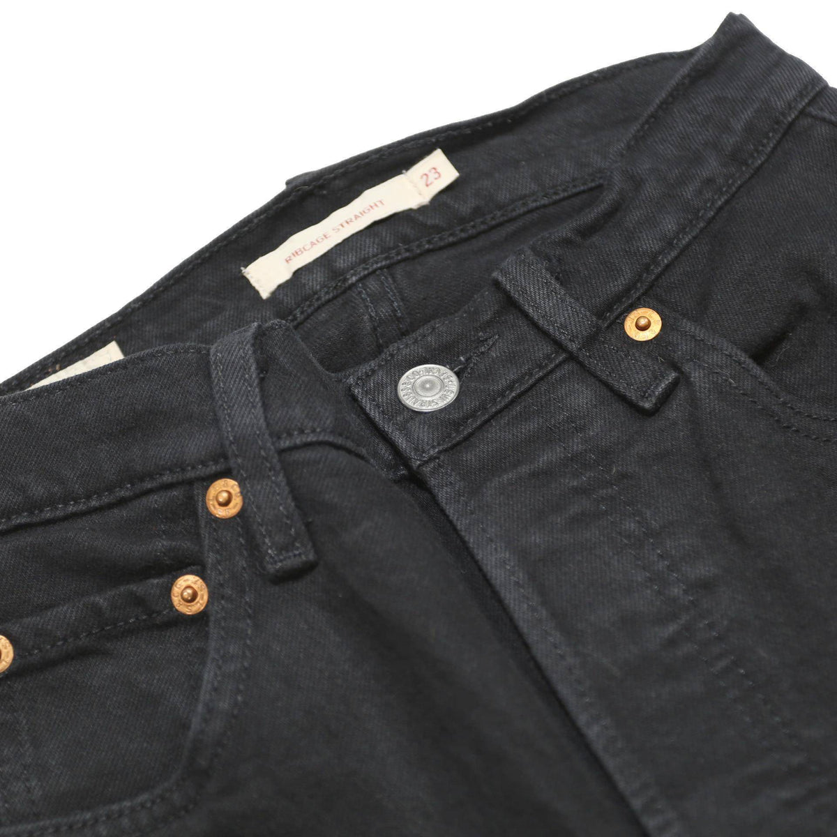 LEVI'S Big E Womens Jeans Black Relaxed Straight Denim Medium W23 L23 Classic