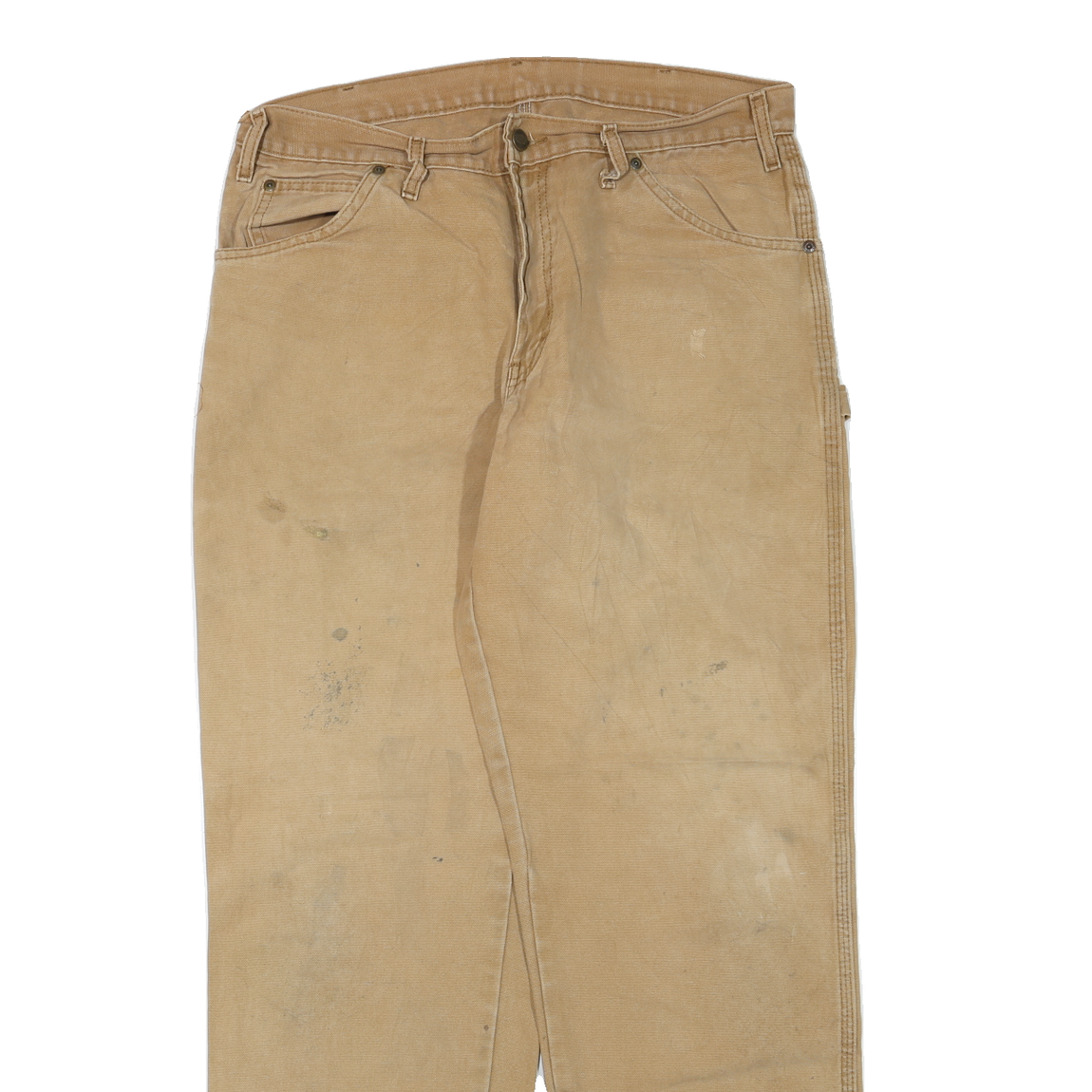 DICKIES Mens Regular Fit Jeans Beige Cotton Blend W34 L32 Workwear Utility Zip