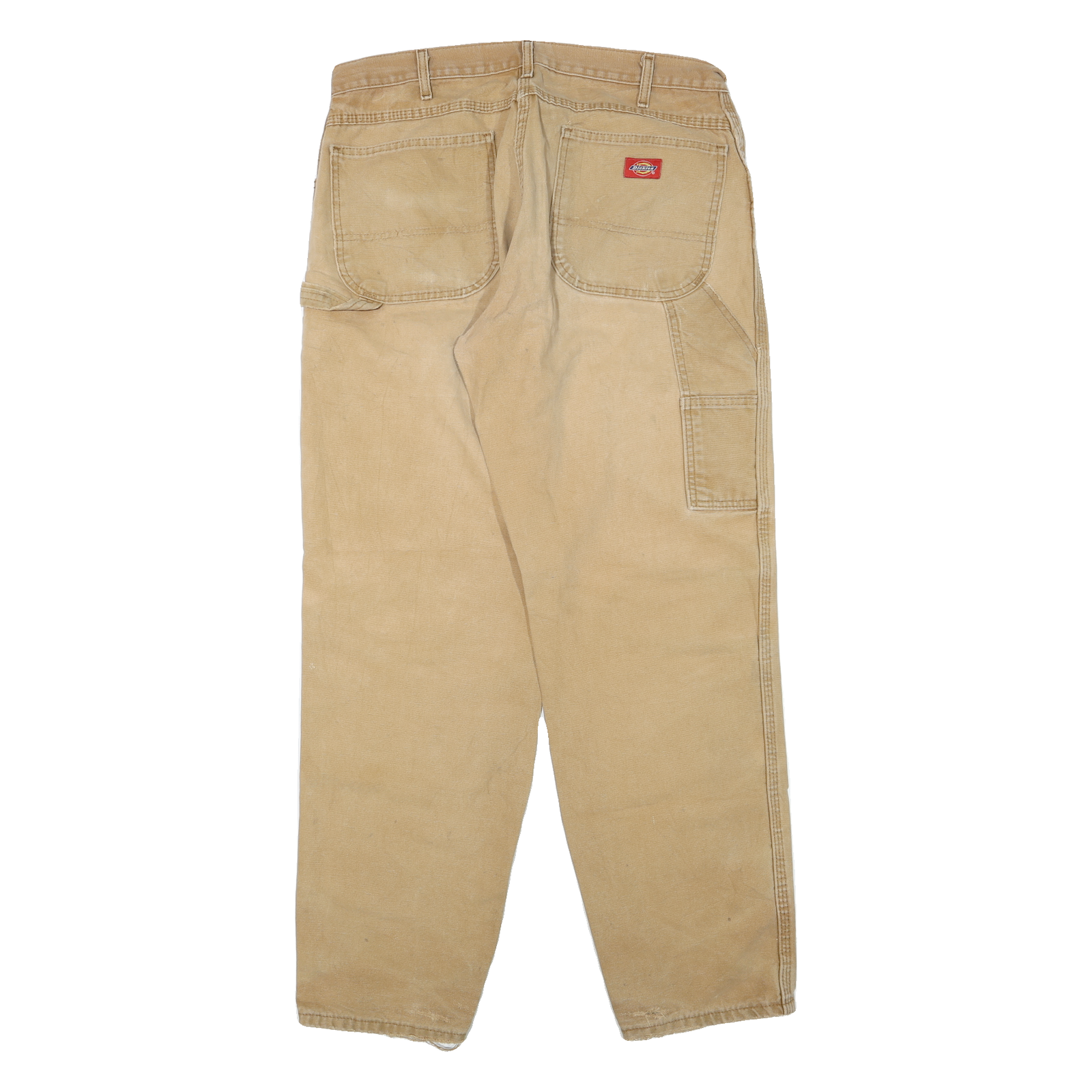 DICKIES Mens Regular Fit Jeans Beige Cotton Blend W34 L32 Workwear Utility Zip