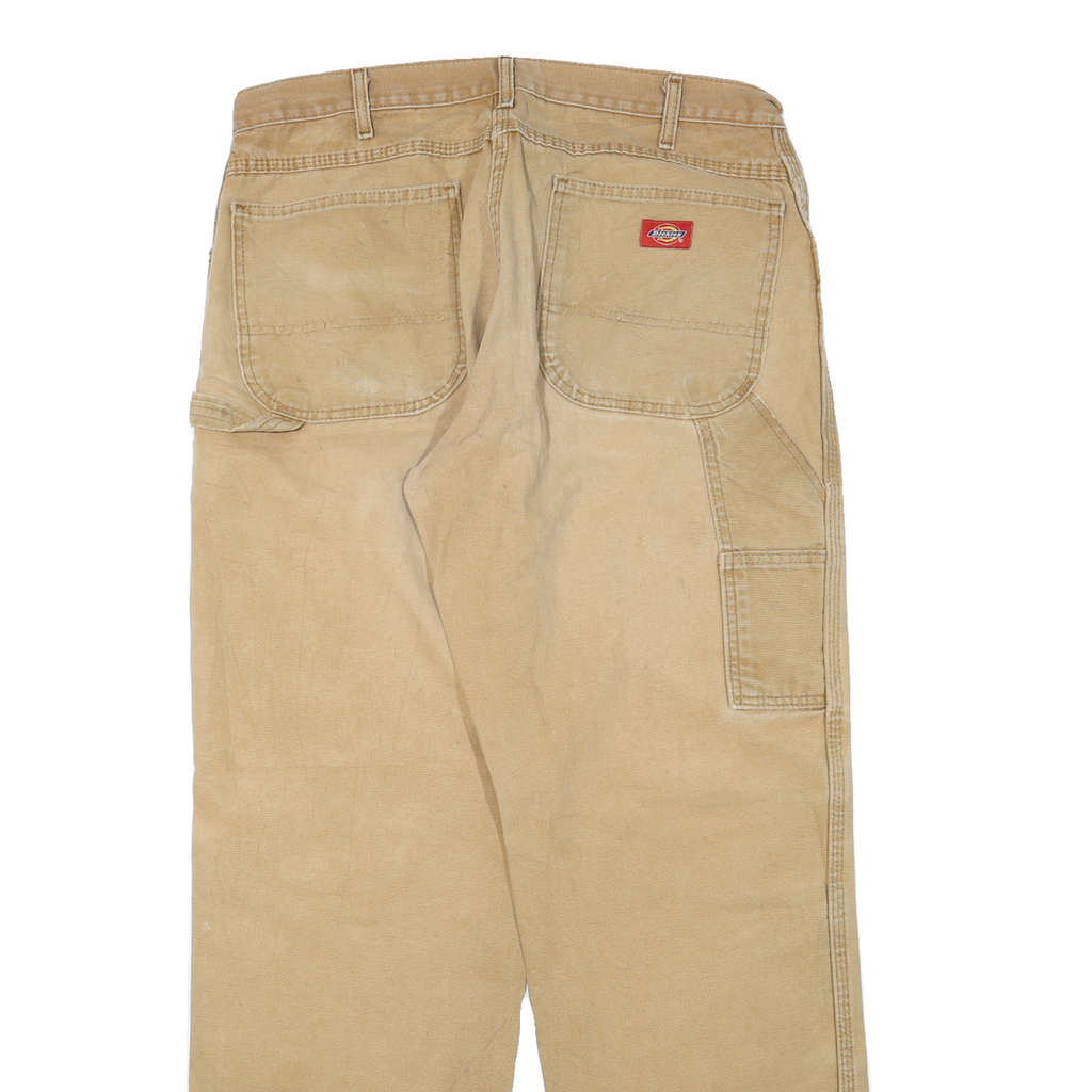 DICKIES Mens Regular Fit Jeans Beige Cotton Blend W34 L32 Workwear Utility Zip