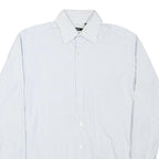 HUGO BOSS Mens Blue & White Stripe Shirt M Formal Button Collar Classic Fit