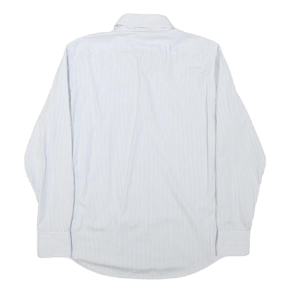 HUGO BOSS Mens Blue & White Stripe Shirt M Formal Button Collar Classic Fit