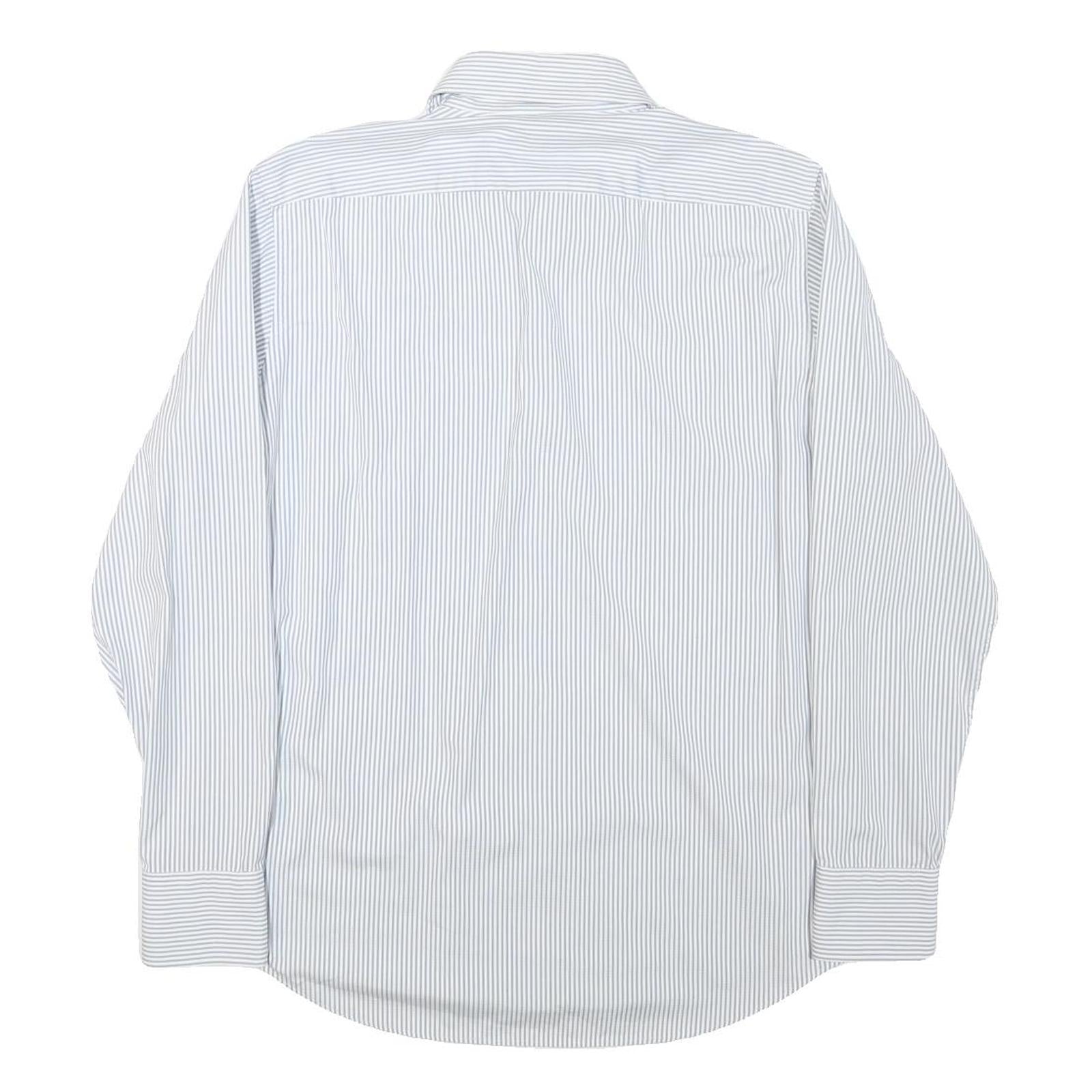 HUGO BOSS Mens Blue & White Stripe Shirt M Formal Button Collar Classic Fit