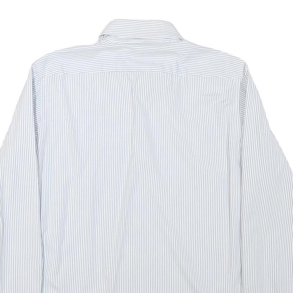 HUGO BOSS Mens Blue & White Stripe Shirt M Formal Button Collar Classic Fit
