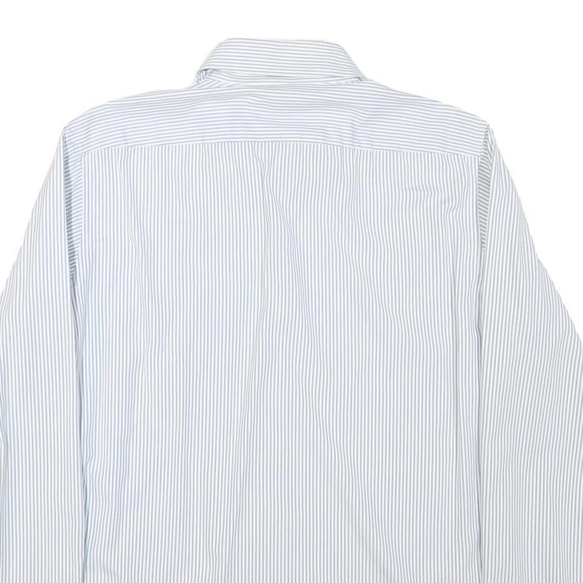 HUGO BOSS Mens Blue & White Stripe Shirt M Formal Button Collar Classic Fit