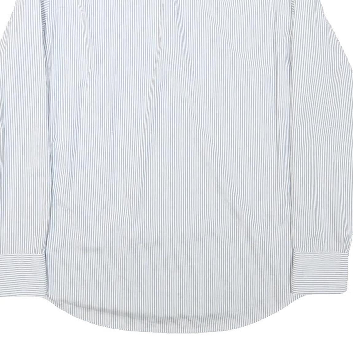 HUGO BOSS Mens Blue & White Stripe Shirt M Formal Button Collar Classic Fit