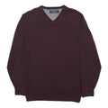 MAINE Mens Maroon Plain V-Neck Basic Knit Jumper M Cotton Soft Comfortable