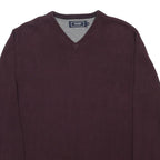 MAINE Mens Maroon Plain V-Neck Basic Knit Jumper M Cotton Soft Comfortable