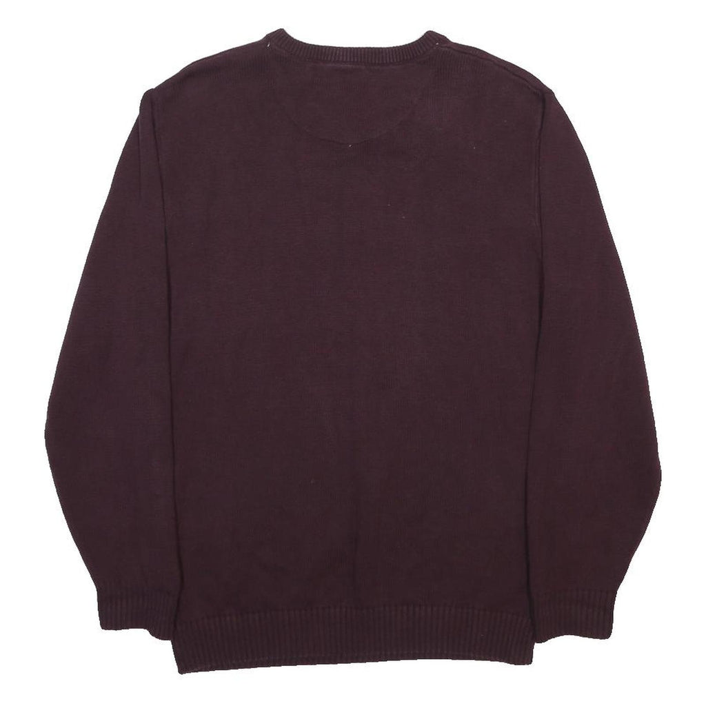 MAINE Mens Maroon Plain V-Neck Basic Knit Jumper M Cotton Soft Comfortable