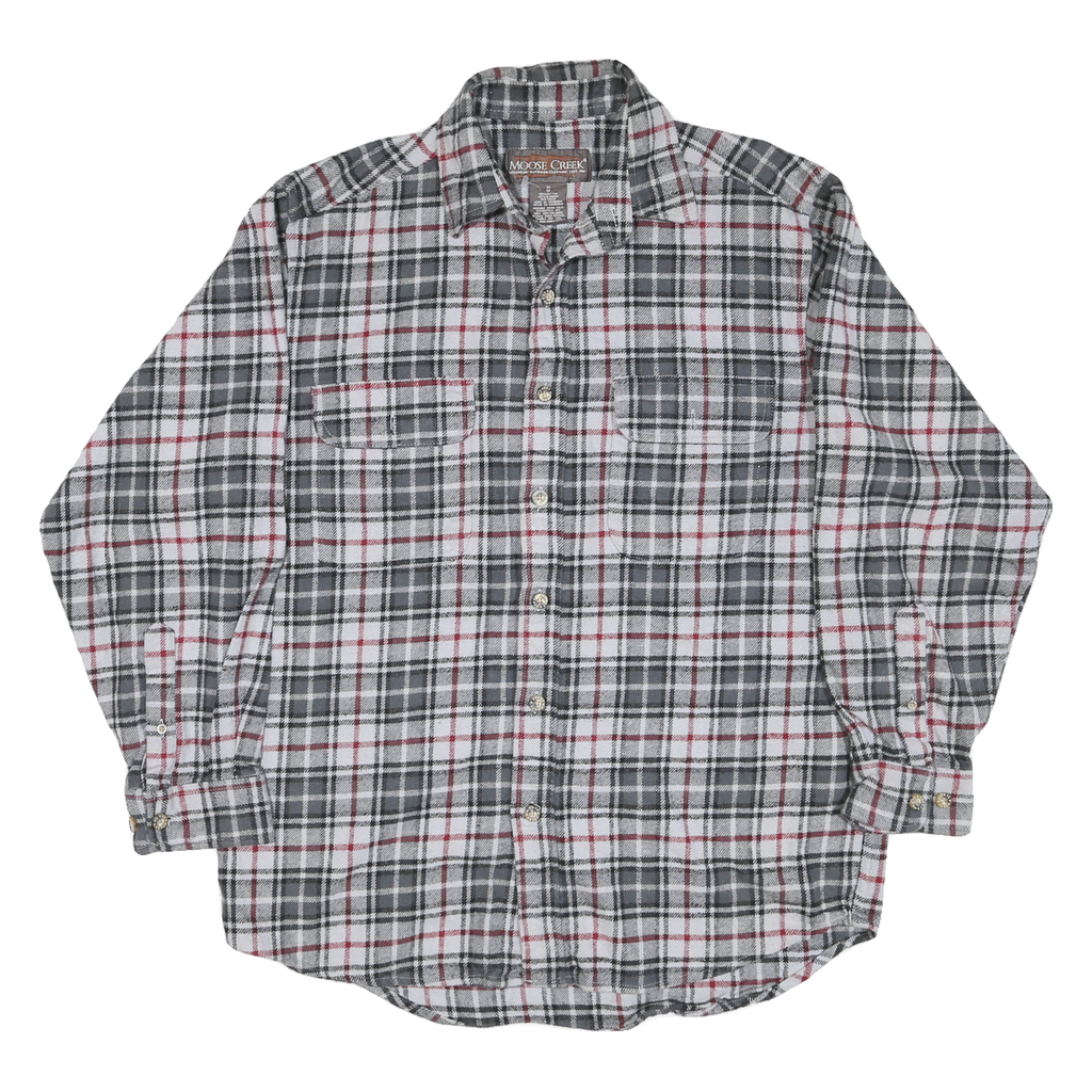 MOOSE CREEK Mens Grey & Red Plaid Cotton Blend Shirt M Casual Long Sleeve