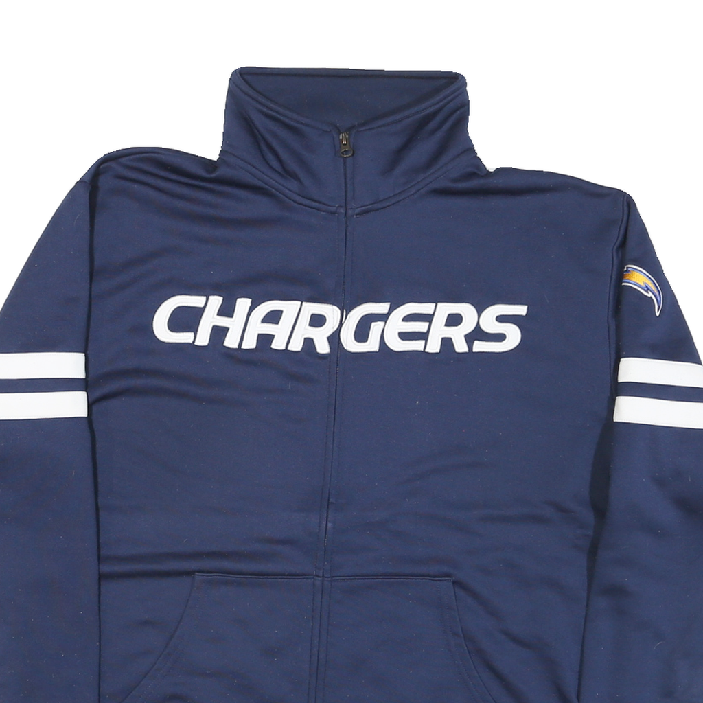NFL Mens Navy Blue Chargers Zip Jacket Polyester Blend L Sportswear Trackwear