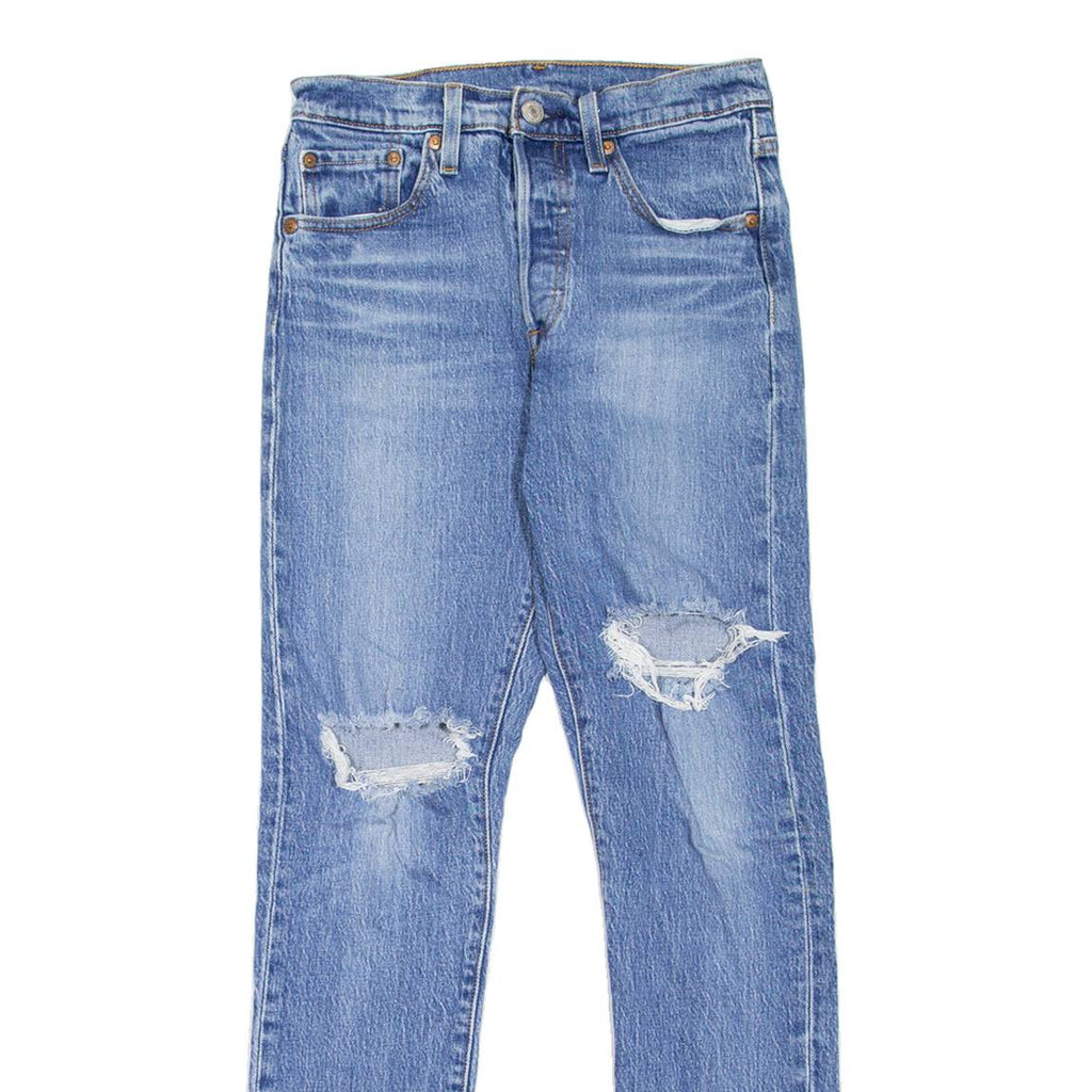 LEVI'S 501S Jeans Distressed Womens Blue Skinny Straight Stone Wash W25 L28