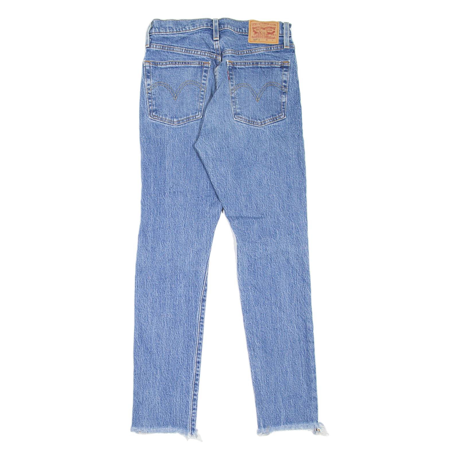 LEVI'S 501S Jeans Distressed Womens Blue Skinny Straight Stone Wash W25 L28