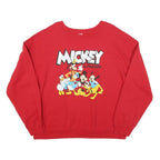 MICKEY Mens Red Sweatshirt 2XL Cotton Blend Pullover Cartoon Graphic