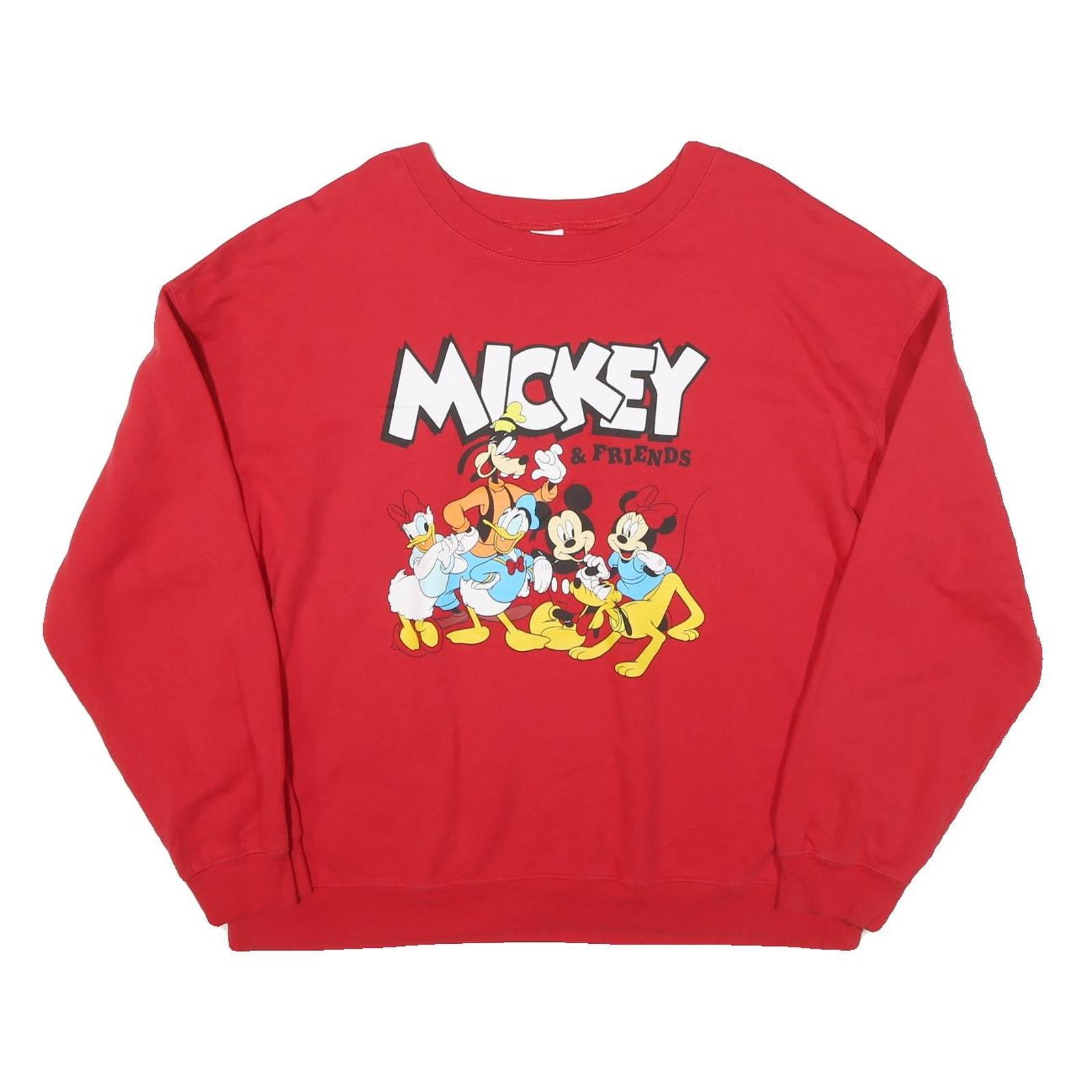 MICKEY Mens Red Sweatshirt 2XL Cotton Blend Pullover Cartoon Graphic