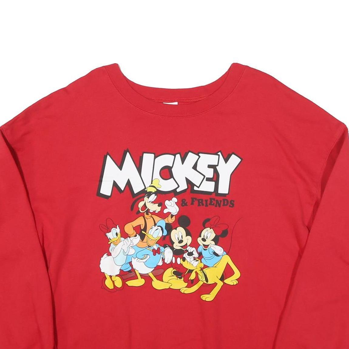 MICKEY Mens Red Sweatshirt 2XL Cotton Blend Pullover Cartoon Graphic