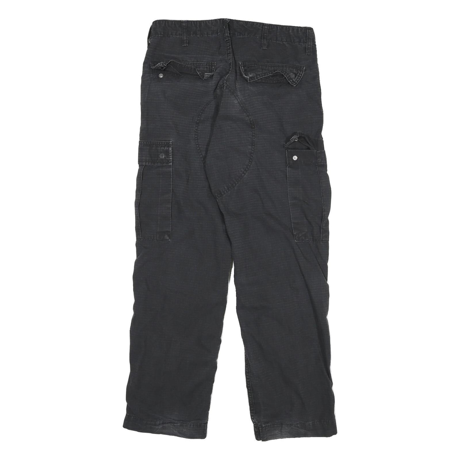 CARHARTT Mens Cotton Blend Black Relaxed Cargo Trousers W30 L30 Workwear