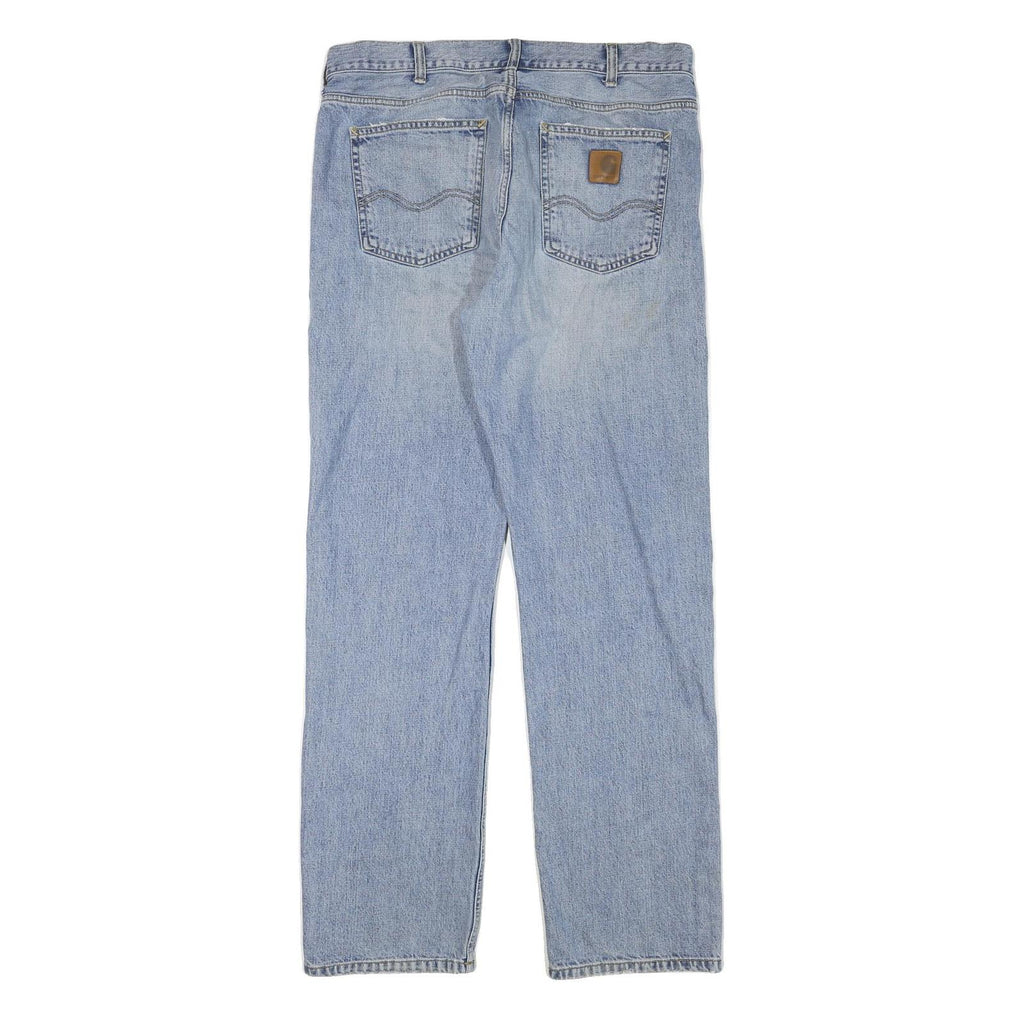 CARHARTT Mens Regular Fit Straight Leg Denim Light Blue Cotton Blend Zip W34 L34