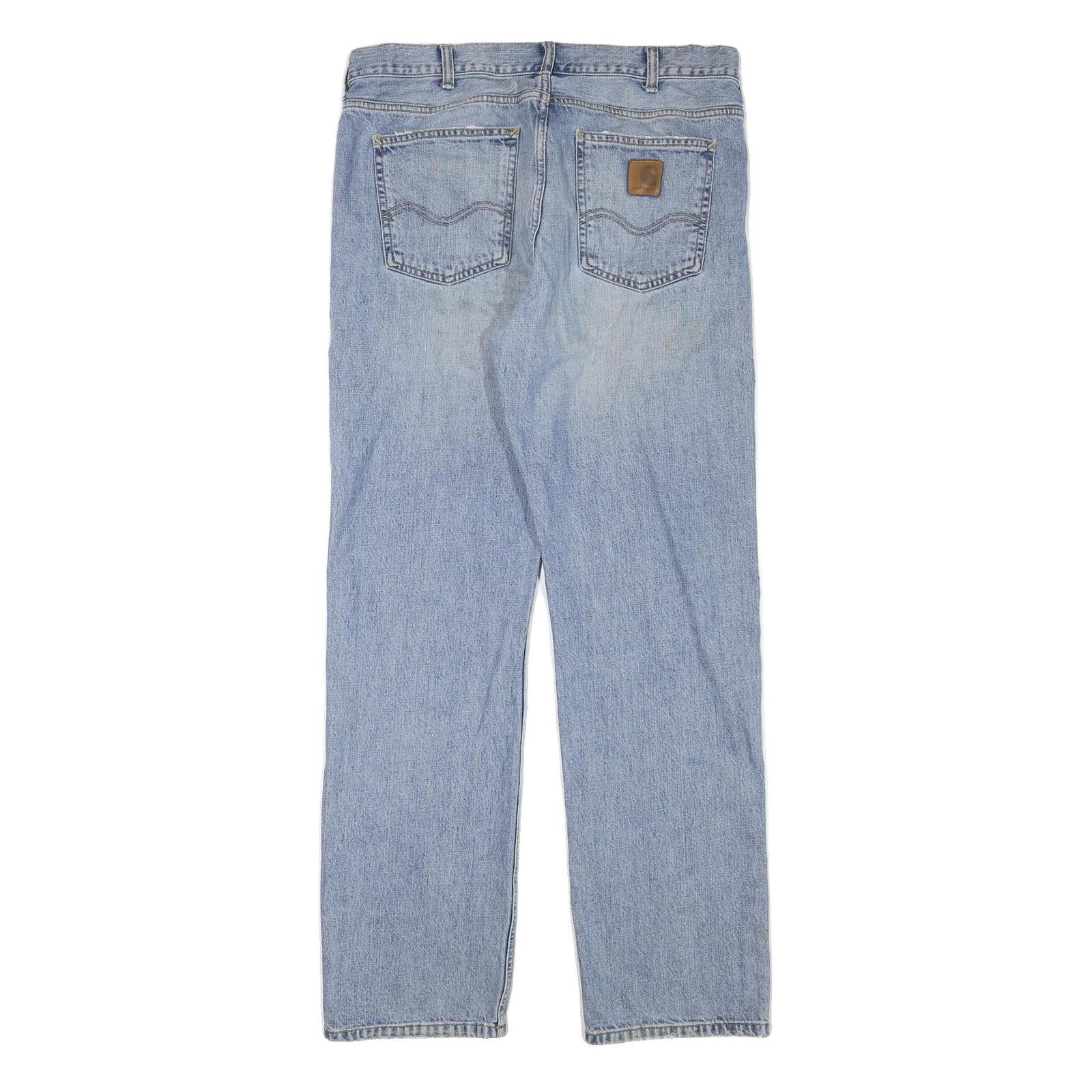 CARHARTT Mens Regular Fit Straight Leg Denim Light Blue Cotton Blend Zip W34 L34