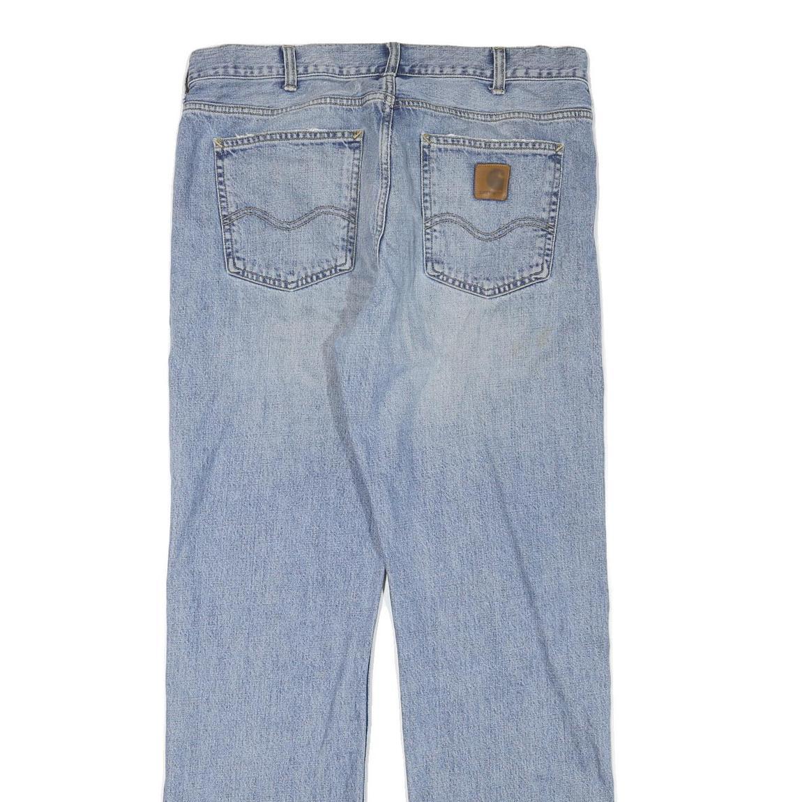 CARHARTT Mens Regular Fit Straight Leg Denim Light Blue Cotton Blend Zip W34 L34