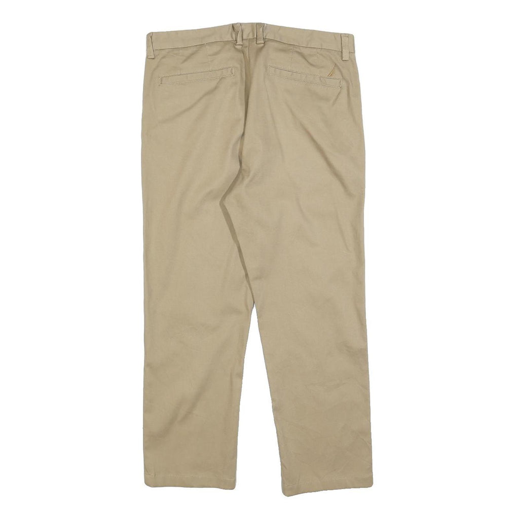 NAUTICA Mens Regular Fit Beige Cotton Blend Trousers W30 L24 Classic Zip Closure