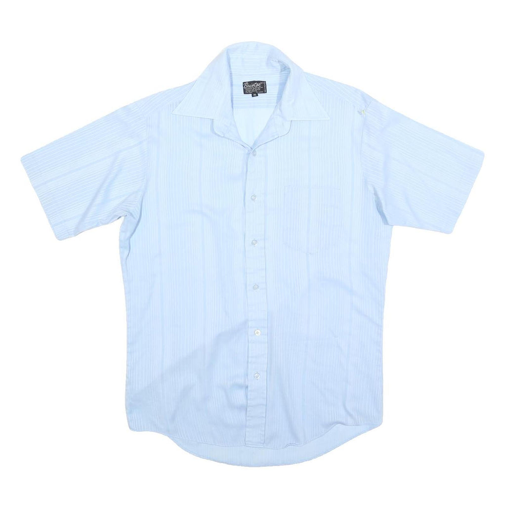 BRISTOL Mens Blue Cotton Blend Short Sleeve Shirt M Lightweight Casual
