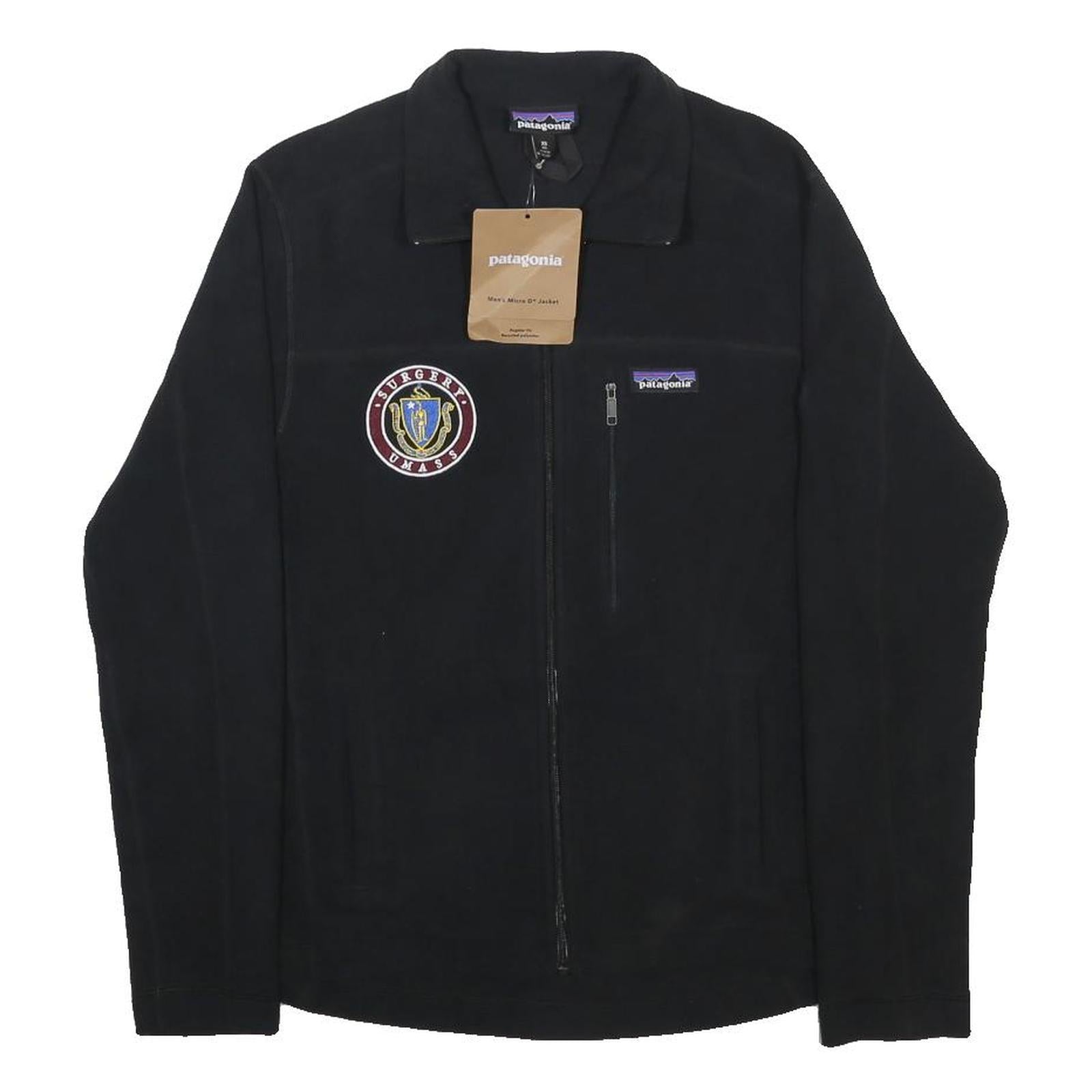PATAGONIA Mens Black Fleece XS Zip Jacket Logo Patch Casual Outdoor Warm