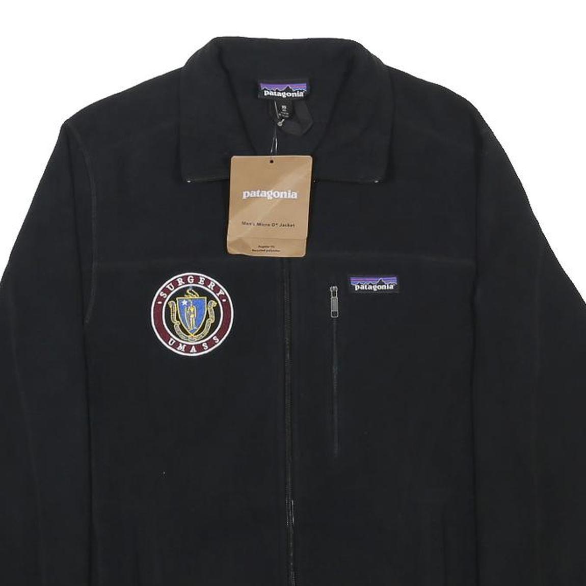 PATAGONIA Mens Black Fleece XS Zip Jacket Logo Patch Casual Outdoor Warm