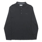 PIERRE CARDIN Mens Black Long Sleeve Plain Polo Shirt XL Cotton Top
